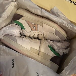Axel Arigato White and Green Leather Sneakers